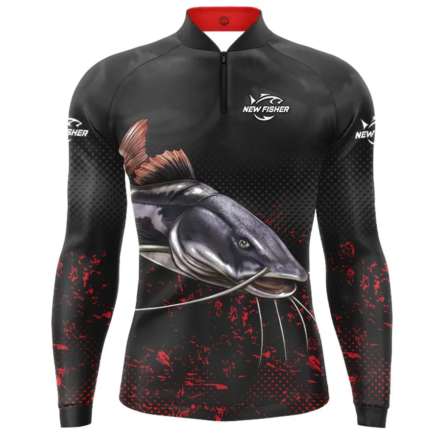 NF37CS - Camisa Camiseta Blusa de Pesca Casal New Fisher Pirarara - com proteção UV