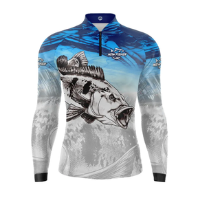 NF34FL - Camisa Camiseta Blusa de Pesca Família New Fisher Tucunaré - com proteção UV