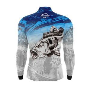 NF34FL - Camisa Camiseta Blusa de Pesca Família New Fisher Tucunaré - com proteção UV