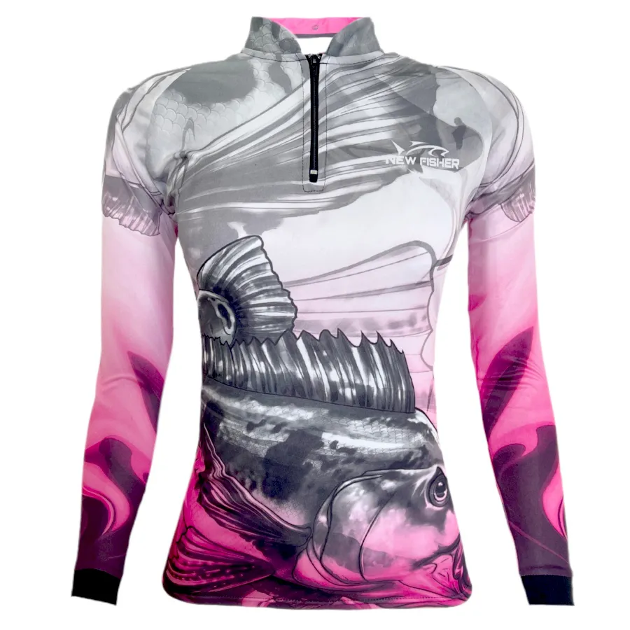 NF34FL - Camisa Camiseta Blusa de Pesca Família New Fisher Tucunaré - com proteção UV