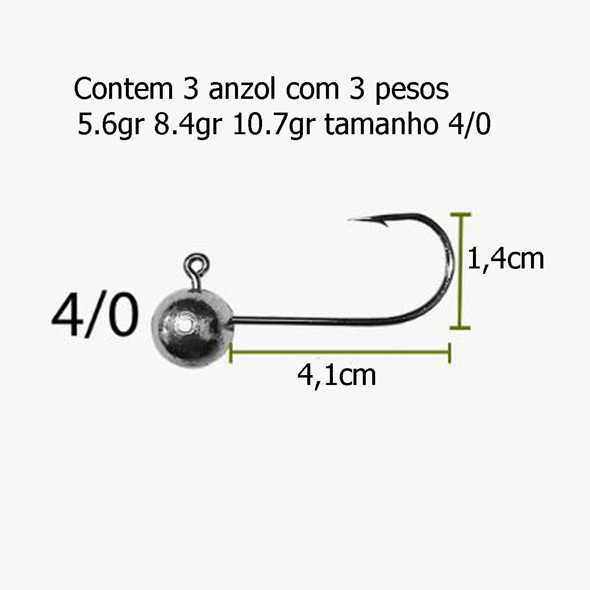Kit 3 Anzol Pesca Jig Head P/ Isca Soft Camarao Grubs Shads