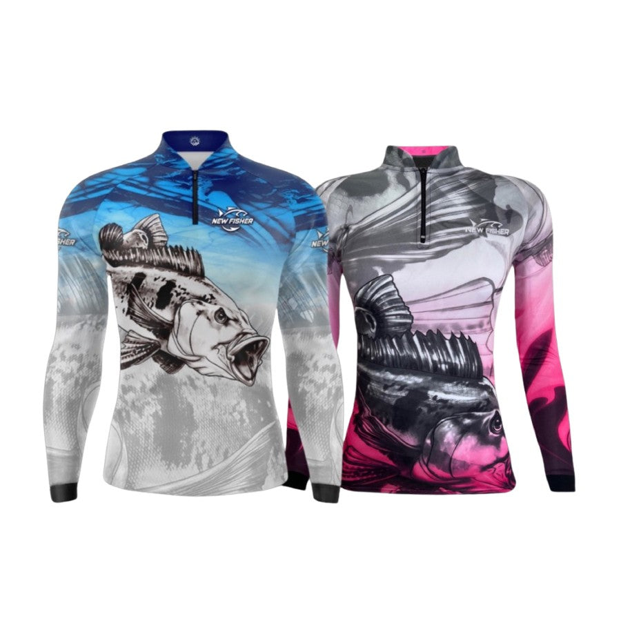 NF36CS - Camisa Camiseta Blusa de Pesca Casal New Fisher Tucunaré - com proteção UV